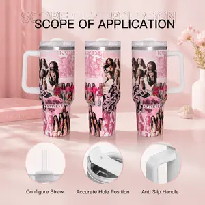 Katseye 40oz Tumbler With Handle & Straw InsulatedStainless Steel Leakproof Travel Mug Reusable ThermalCup For School Gym Coffee Hot Cold Drinks Cute Gift ForGirls Fans Birthday Gift Back To School Large Capacity Cup