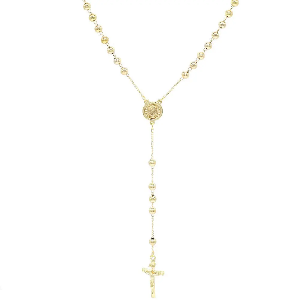 Gold-Filled Layered Necklace for Women, Religious Rosary with Cross Design Pendant, Spiritual Faith-Based Fashion for Any Occasion, Religious Design Necklaces