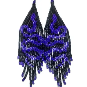 Beaded Snake Earrings - Authentic Native American Handcrafted Beadwork with Intricate Design & Lightweight Comfort for Everyday Wear