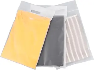 10x13 Inch Resealable Plastic T-Shirt Packaging Bags, Pack of 100, 3 Mil Thick Strong Durable Frosted Bags with Handle for Clothing Business Packing Shipping Travel