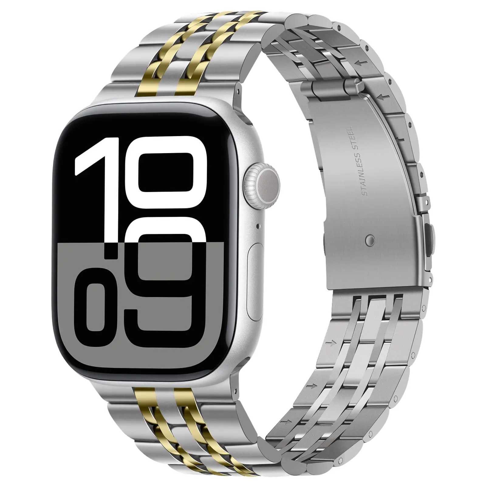 Corrosion-Resistant Stainless Steel Wearable Strap, Classic Black Seamless-Fit Accessory, Compatible with Series 11/10/9/8/7/6 & Ultra 1/2/3 Smart Watches, Includes Manufacturer Warranty & Smart Watch Accessories