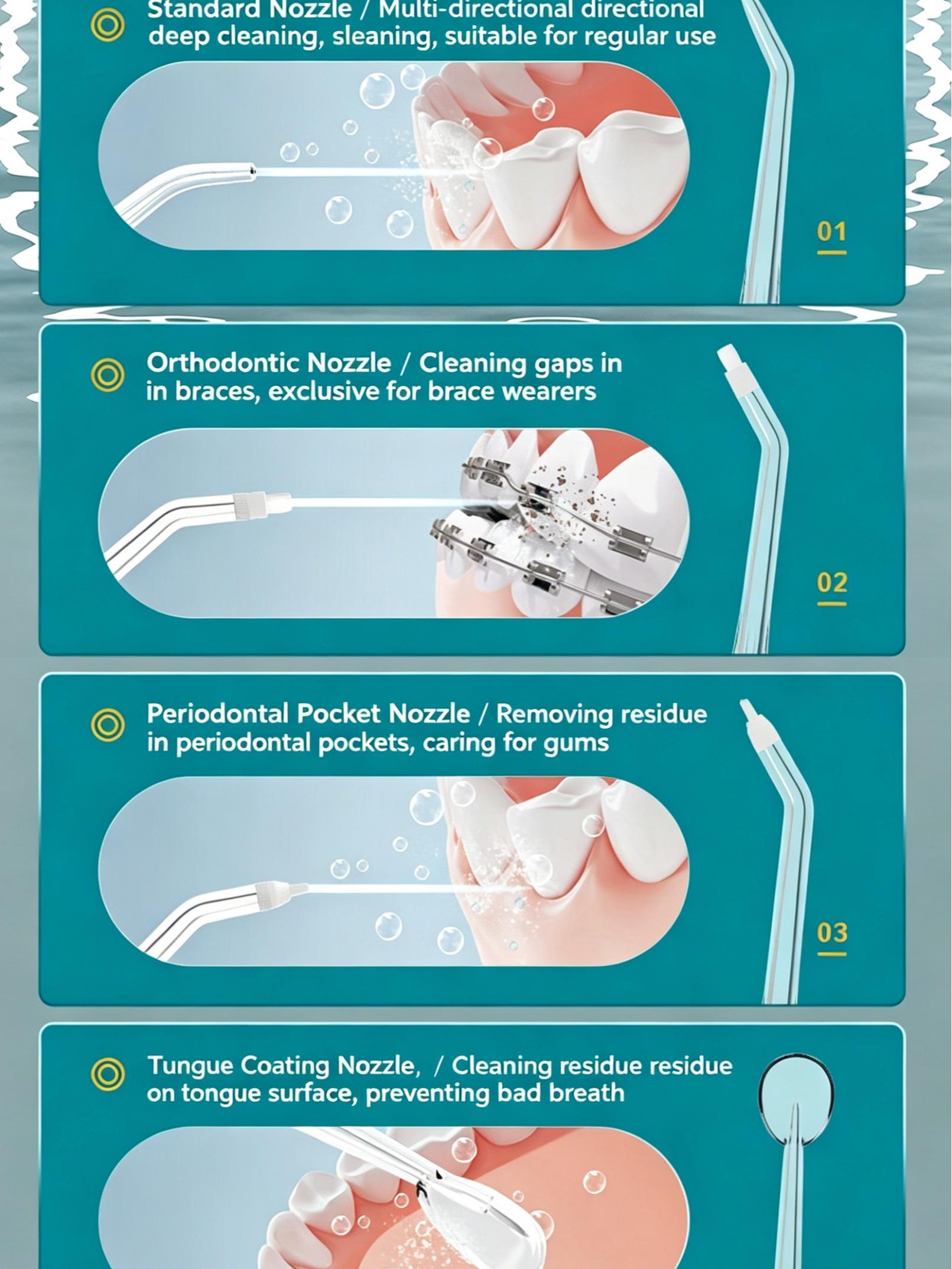 C5 Water Flosser  Wireless Portable Oral Irrigator Portable Wireless Oral Irrigator 320 mL  4 Nozzles  2 Modes  Rechargeable  IPX7 Waterproof Suitable for Braces Wearers  Removes Tonsil Stones/Dental Calculus Oral Plaque Remover smart chip