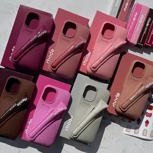 RHODE Aesthetic Lip Case for iPhone 11 12 13 14 15 16 17 Pro Max/ Plus – Silicone Gloss Holder Phone Case
