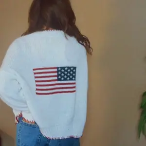 American Flag Contrast Stitched Cardigan