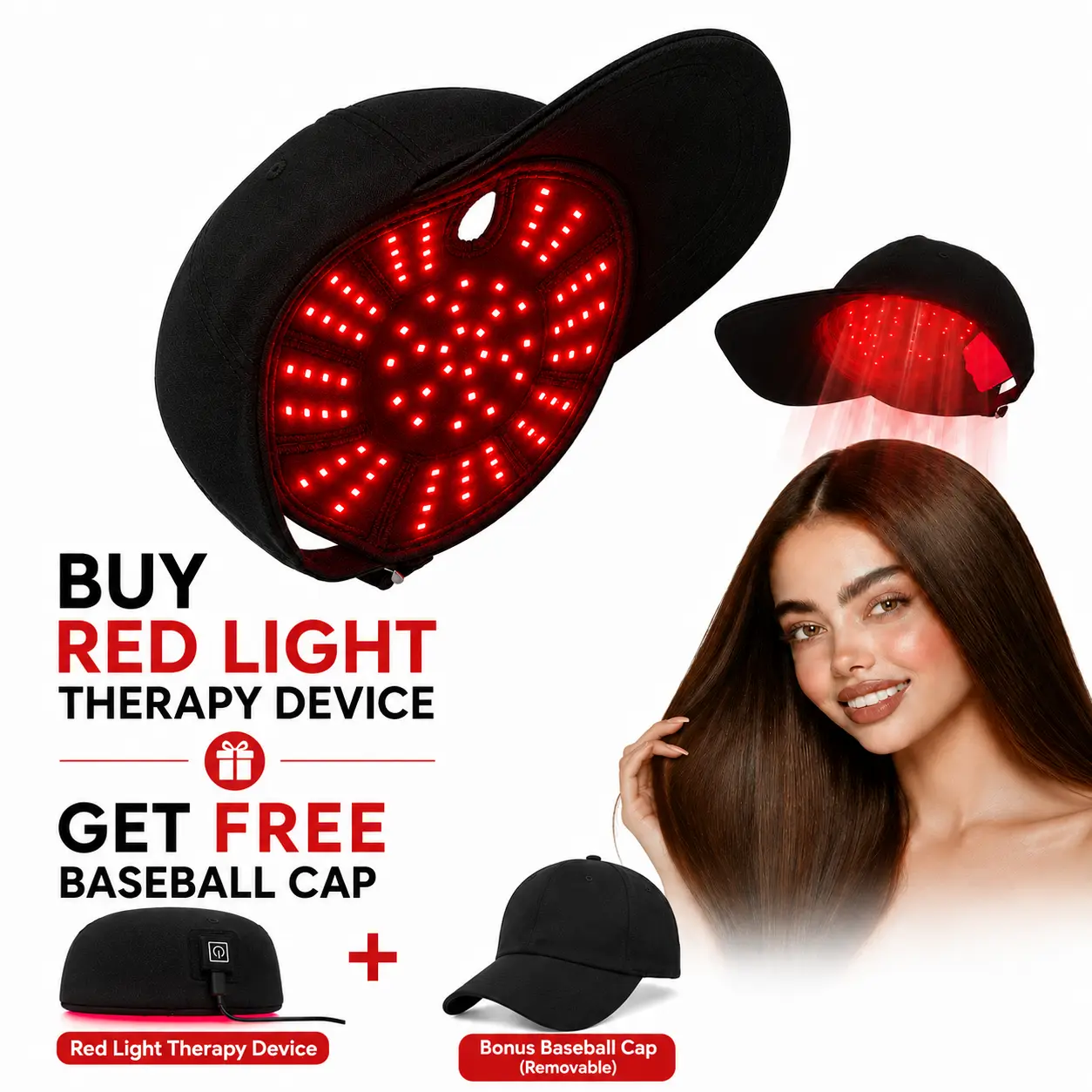 Laser Hair Care Cap, 398 Lasers & LEDs Full Scalp Red Light Therapy Cap, Wireless Portable LED Cap for Men & Women, Home Beauty Wellness Device, Self Care Gift Idea