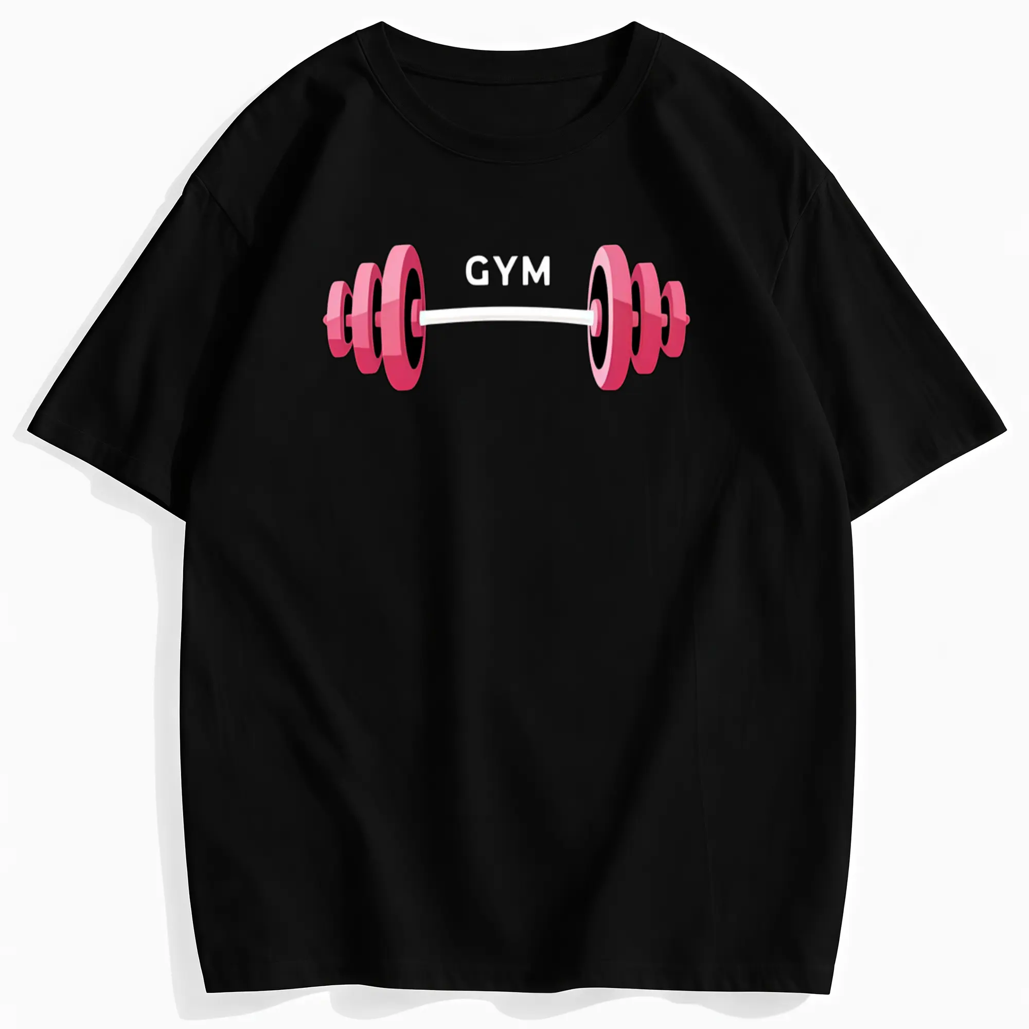 Women's Gym Themed Graphic T Shirt With Dumbbell Print And GYM Lettering Comfortable Breathable Short Sleeve Crew Neck Workout Top For Active And Casual Wear All Season Fitness Apparel For Women