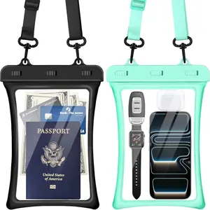 2 Pack IPX8 Waterproof Floating Phone Pouch, Universal Dry Bag with Adjustable Lanyard for Beach Pool Kayak Cruise Travel, Fits Up to 10.0 Inch