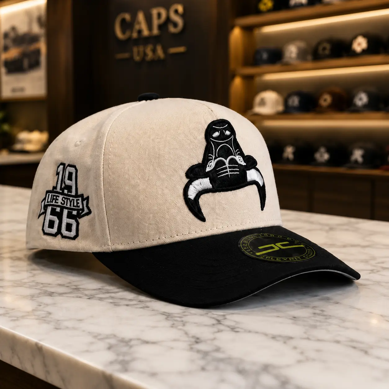 Embroidered Claw Baseball Cap for Men – Adjustable Snapback Hat with Curved Brim, 1966 Side Patch, Streetwear Cap for Daily Wear