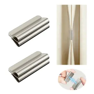Magnetic Curtain Clips,Metal Curtain Fasteners,Drill-Free Curtain Hooks—Powerful Magnetic Attachment Design,Snap-On Installation,Suitable for Living Room and Bedroom Curtains