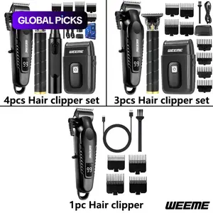 WEEME Men's Hair Clippers Set, 1/3/4 Counts Hair Clipper Kit with Electric Shaver, Nose & Beard Trimmer, Travel-Friendly Cordless Barber Trimmer, Essential for Home Grooming, Perfect Gift #GLOBAL PICKS