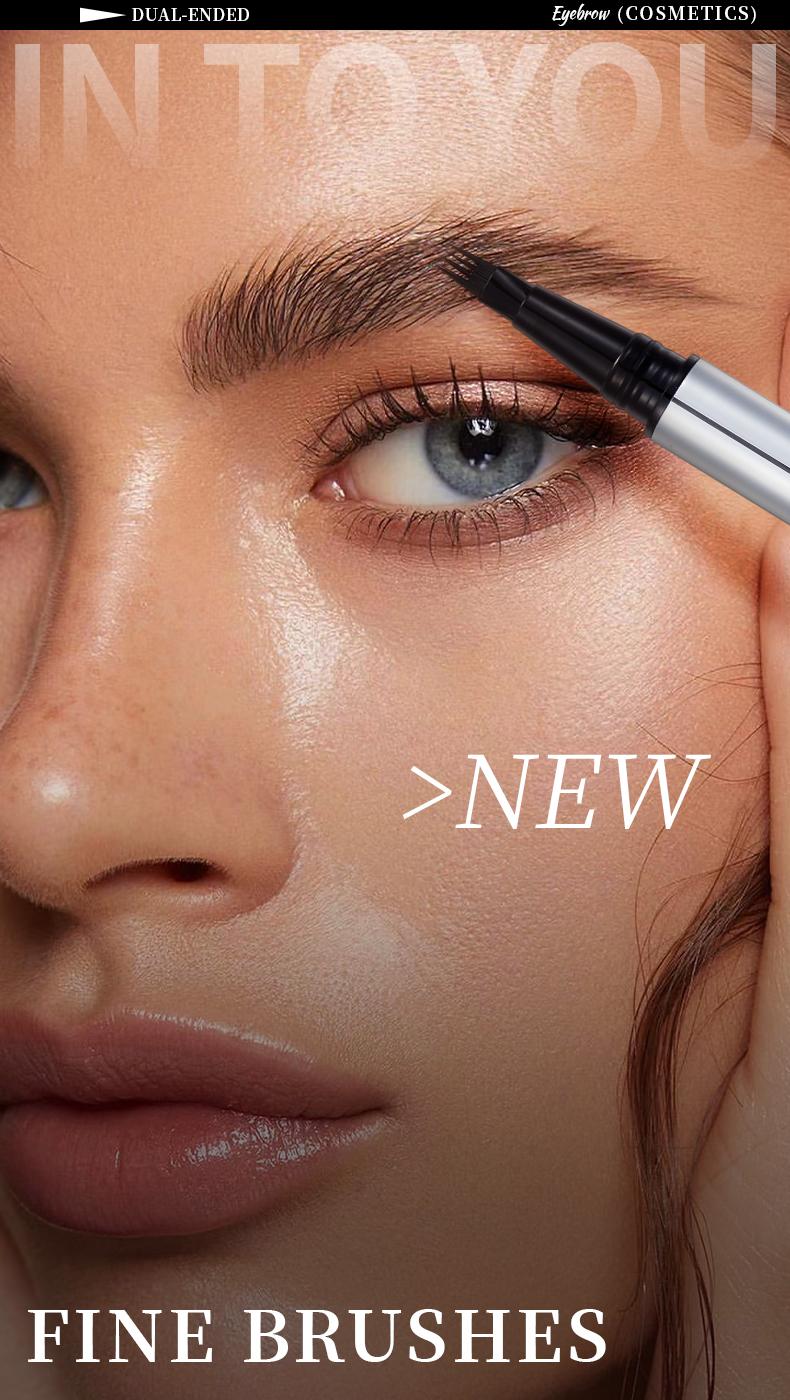 Vaakav Original 4D Brush Tip Waterproof Microblading Eyebrow Pen, 2-in-1 Dual-Ended, Natural Hair-Like Strokes, Long-Lasting Waterproof mini eyebrow pencil, long-lasting color, smudge-proof.