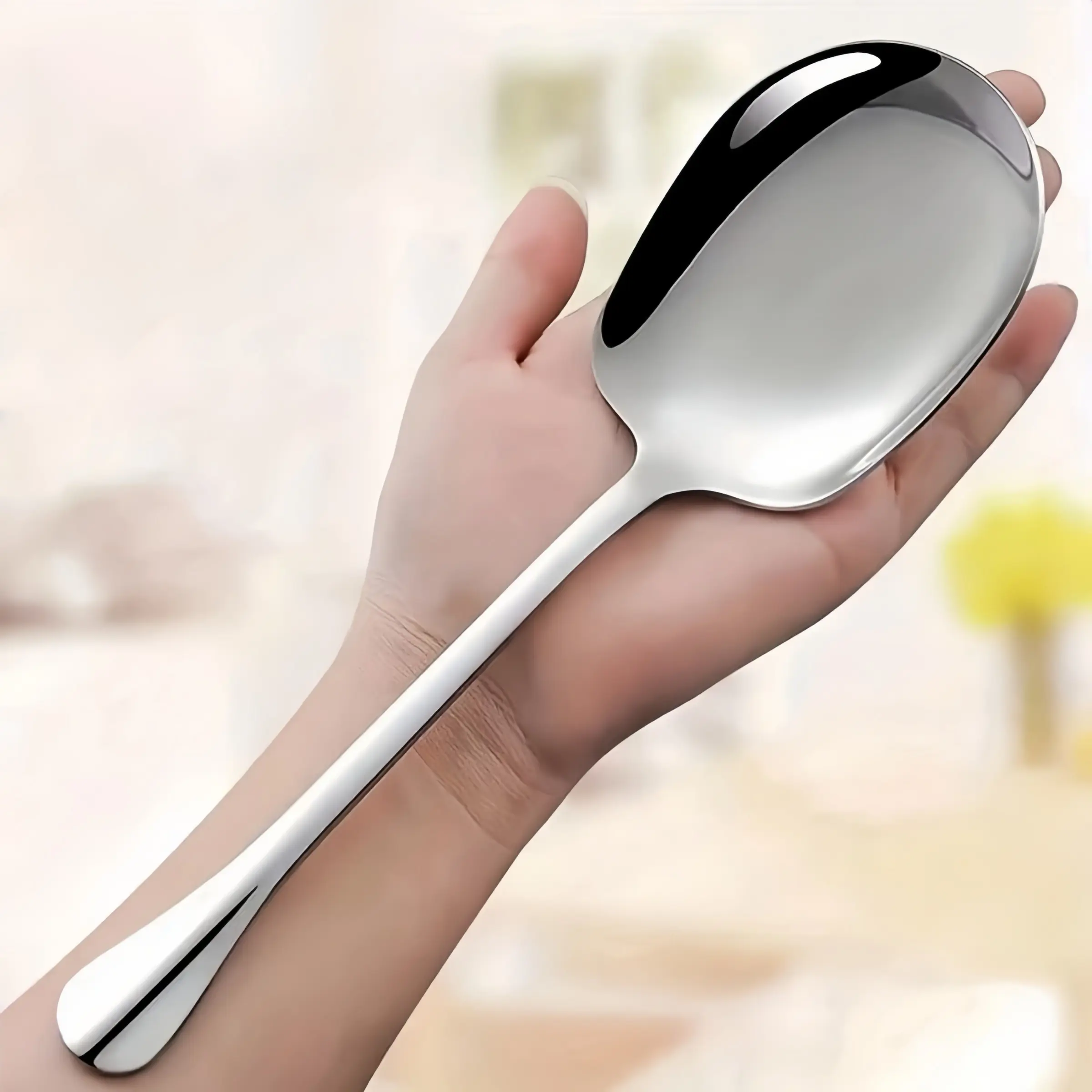 2-Piece Extra Large Stainless Steel Soup Spoon Set, Durable Thick Design, Long Handle Cutlery Kit, Ideal for Home, Hotel, Restaurant Use, Soup Spoons Stainless Steel