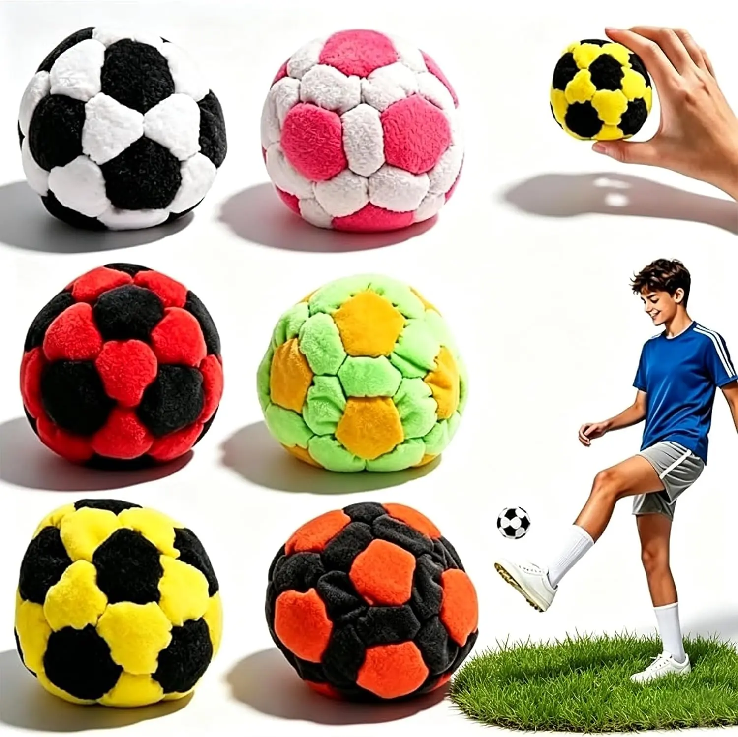 Hand-Made Knitted Footbag Sack, 6PCS Upgraded Multicolor Sand Filled Kick Footbag, Hacky2.0 Sack Adultin Complete Hacky 2.0 Sack Set for Hacky 2.0 Sack Adults, for Adults Outdoor Games