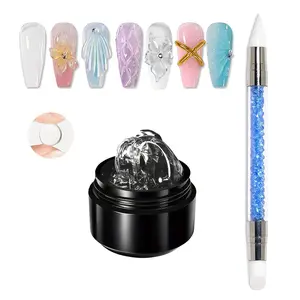 Osnailmall 2pcs Non-Stick Solid Gel Set, Double-Headed Pen, 3D Gel Nail Kit, Nail Gel Art, Nail Shaping & Builder Gel, DIY Manicure at Home, Clear Extension Gel