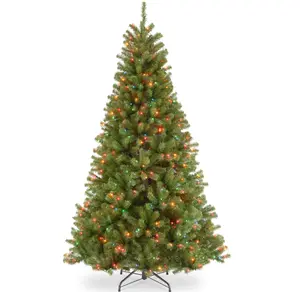 7 ft. Multi-Lit North Valley Spruce Christmas Tree with 500 UL Listed Multicolor Lights and Hinged Branches for Easy Assembly