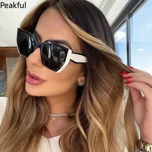 New Fashion Cat Eye Wide Glasses Leg Sunglasses Women's High-end Full-frame Sunglasses UV Protection