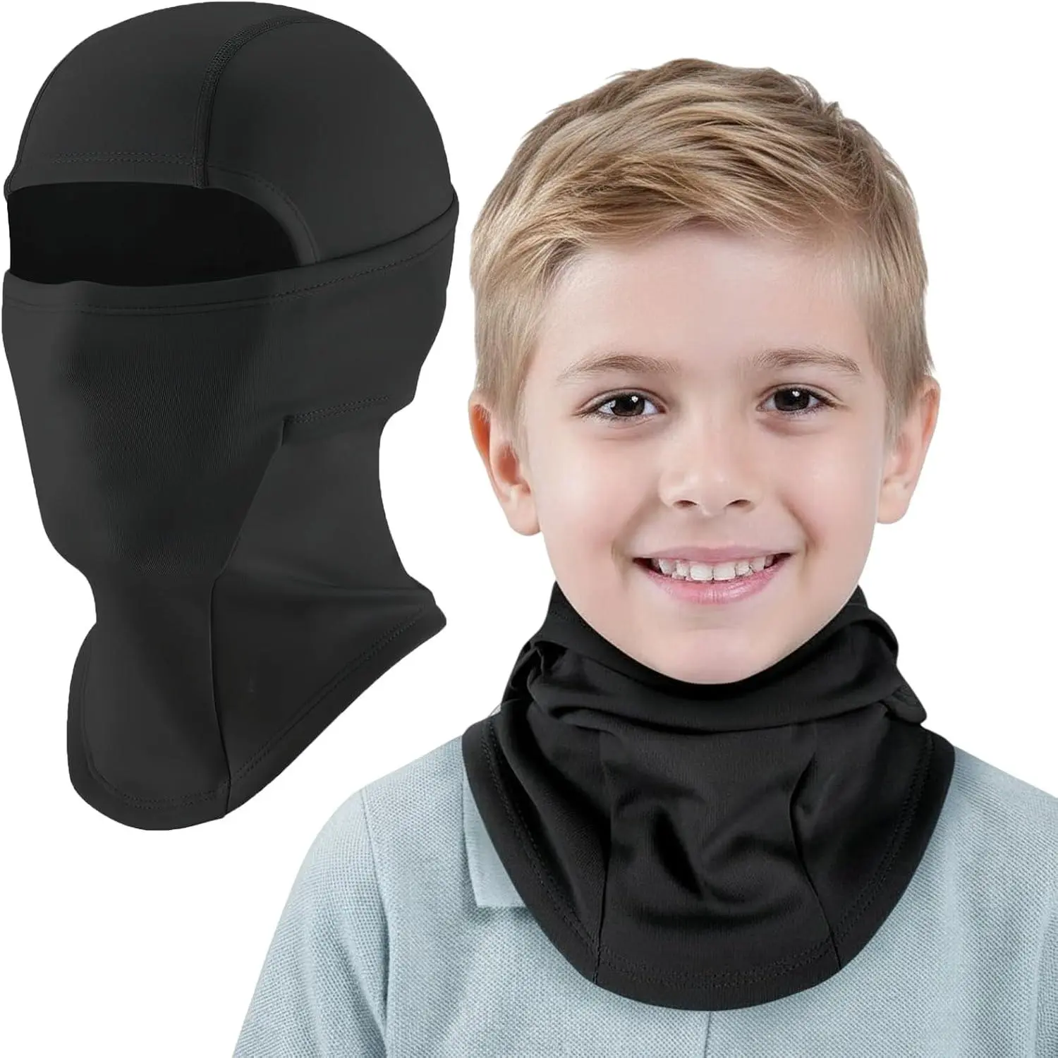 Kids' Fleece Balaclava, Stretch Polyester Half Face Mask & Neck Gaiter, Warm Windproof Headwear for Cold Weather Skiing, Windproof Balaclava, Balaclava Headwear