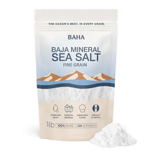 BAHA - Baja Mineral Sea Salt | Fine Grain Baha Mineral Gold Salt from Sea of Cortez | Low Sodium & Mineral | For Cooking, Plating and Hydration | Traceable Origins | 1 Lb. Bag