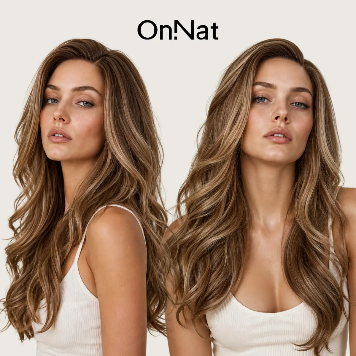 Jessica - OnNat Highlight Blowout Wig | 20-inch Human Hair Blend Melted Lace Super Natural Look Pre-Plucked Hairline Effortless Salon Face-framing Style Breathable Cap For All Day Comfort
