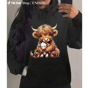 Highland Cow Graphic Long Sleeve Hoodie – A Must Have for Farmers