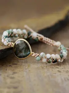 Boho Style Natural Stone Braided Bracelet, Beaded Bracelet, Adjustable Braided Bracelet for Women & Men, Fashion Accessories for Daily Wear, Solstice Gemstone Bracelet