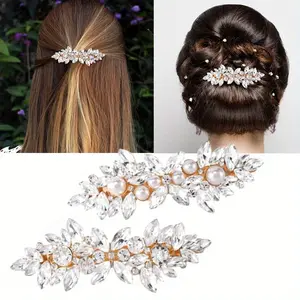 2PCS Exquisite and Light Luxury Women'S Hairpin Headwear with Diamond and Pearl,Dazzling for Parties,Weddings and Daily Wear Halloween
