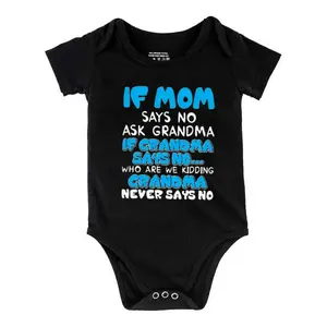 If Mom Says No Ask Grandma 1 Print Bodysuit, Casual Short Sleeve Romper, Baby  Outdoor ClothingB1108-019