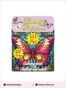 Butterfly Reflections 55 Stained Glass Butterfly Designs 111 Pages Adult & Children Coloring Book for Relaxation & Creativity Paperback August 15 2025 Mosaic-style Pages No Bleed-through Frame-worthy Results