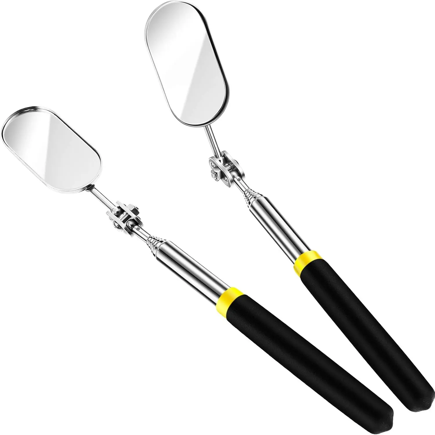 Maitys 2-Piece Adjustable Extendable Inspection Tool, 28-Inch Telescoping Pocket Mirror with 360 Rotation, Detachable for Technicians, Vehicle Parts Inspection