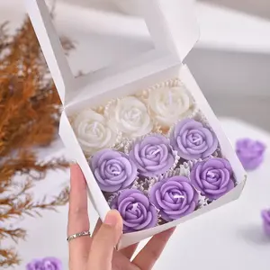 Beautifully Packaged Three-Color Rose Flower Design Flower Scented Decorative Floral Candles Set, Perfect for Valentine's Day, Thanksgiving, Ramadan, Festive Atmosphere, Gift