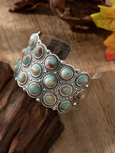 1pc Vintage Bohemian Style Customized Faux Jade Material Iron Bangle Bracelet For Women, Suitable For Outfits, Daily Wear And Holidays