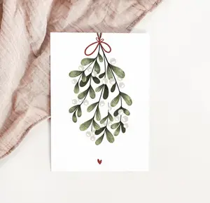 Best Wishes Christmas Card with Mistletoe