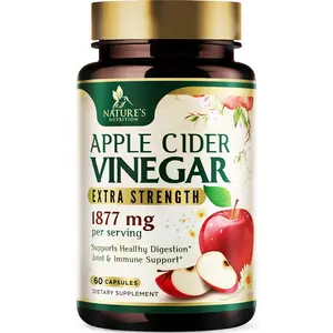 Apple Cider Vinegar Capsules 1877mg per Serving - Extra Strength Detox & Cleanse with Vitamin D & Zinc - Premium ACV, Joint Natural Digestion & Immune Support - Vegetarian Supplement - 60 Capsules