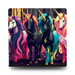 Whimsical Unicorn Acrylic Wall Clock - Colorful Home Décor for Kids' Rooms