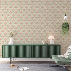 Vintage Floral Damask Wallpaper - Retro Art Nouveau Wallpaper