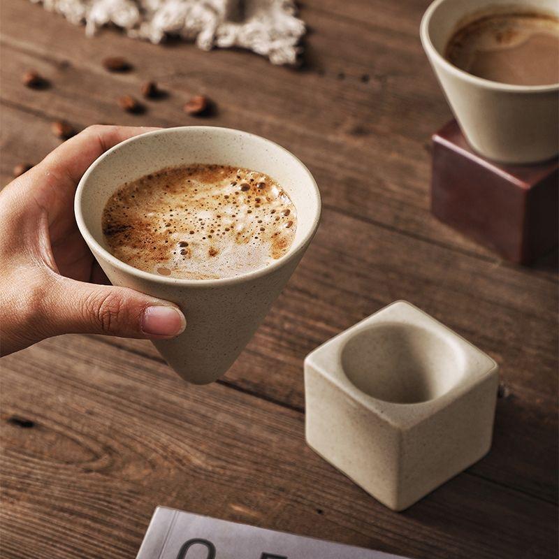 Vintage Afternoon Tea Stoneware Coffee Cup Funnel Cup INS Style Ceramic with Design Sense for Tea and Coffee Enthusiasts