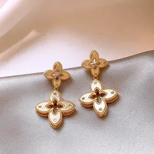 Vintage Four-Leaf Clover Earrings, Elegant Women's Dail Party Jewelry,Versatile Fashion Accessories, Unique Personality Design