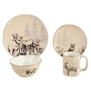 White Pine 16PC Ceramic Dinnerware Set
