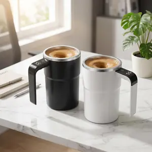 Smart Coffee Cup, Automatic Self-Stirring Coffee Mug - USB Rechargeable Electric Mixer Cup for Coffee, Protein Shakes, Hot Cocoa - Perfect Gift (Black/White)