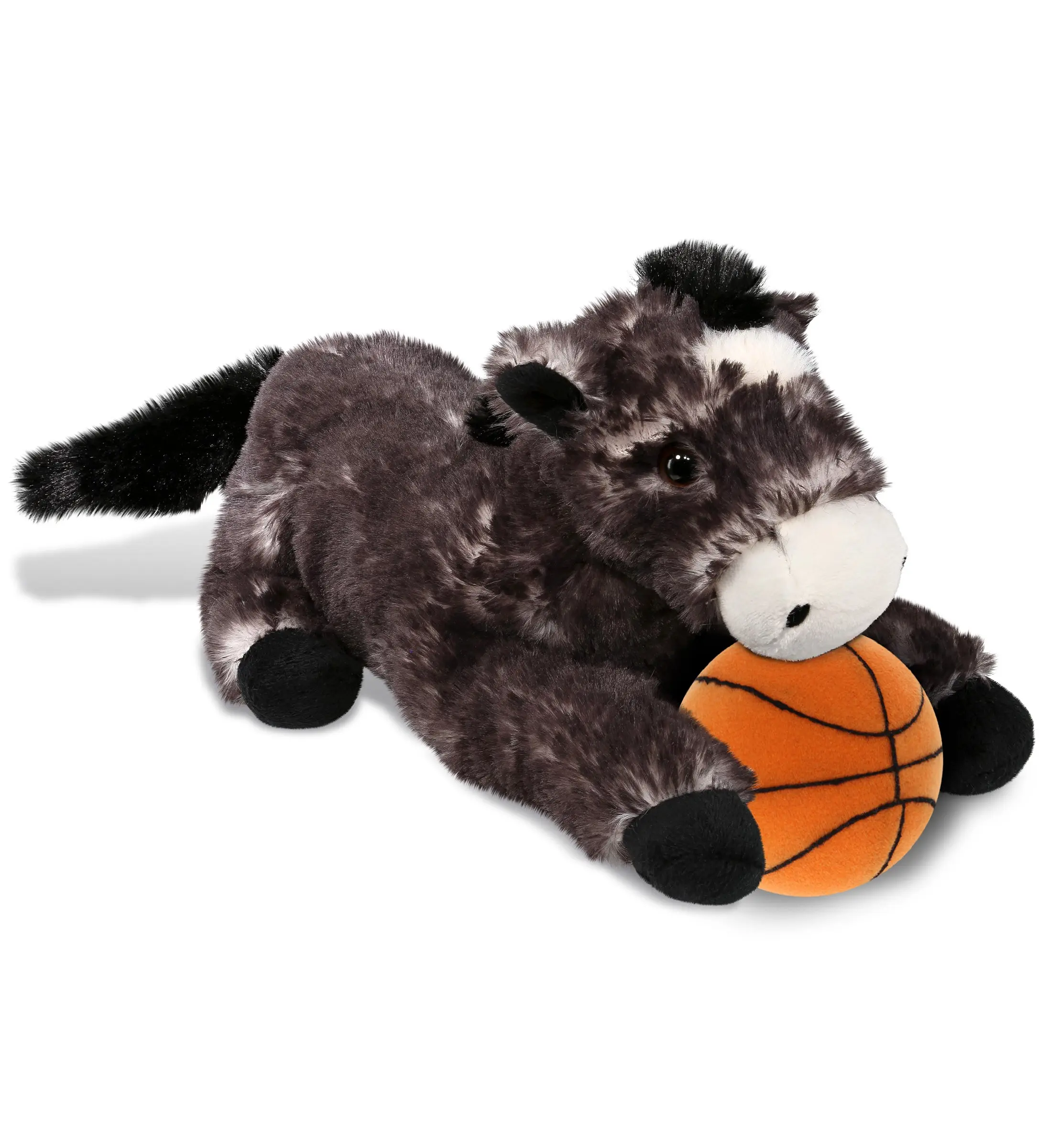 Soft Plush Basketball Stuffed Toy - Cute Plush Charm, Lying Black Horse Design, Kids' Playtime Toy, Birthday Gift