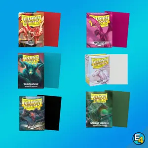 Dragon Shield 100 Matte Sleeves (Ruby, Black, Jett Black, Forest Green, Magenta, White, Turquoise,Mint)