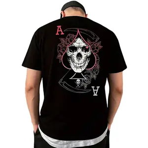 Men's Halloween Punk Hoodie Sweatshirt - Long Round Neck, Viral Skull & Ace of Spades, Reaper Rose Graphic, Dark Street Style Casual Loose Fit Drawstring Athletic Pullover Top