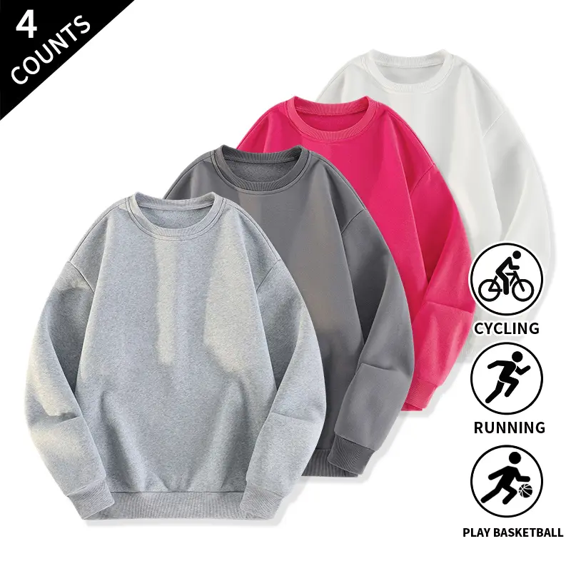 4-Pack Men’s Heather Crew Neck Long Sleeve Pullover Sweatshirts – Soft, Casual Tops for Daily Commuting, Outdoor Walking, and Weekend Hangouts