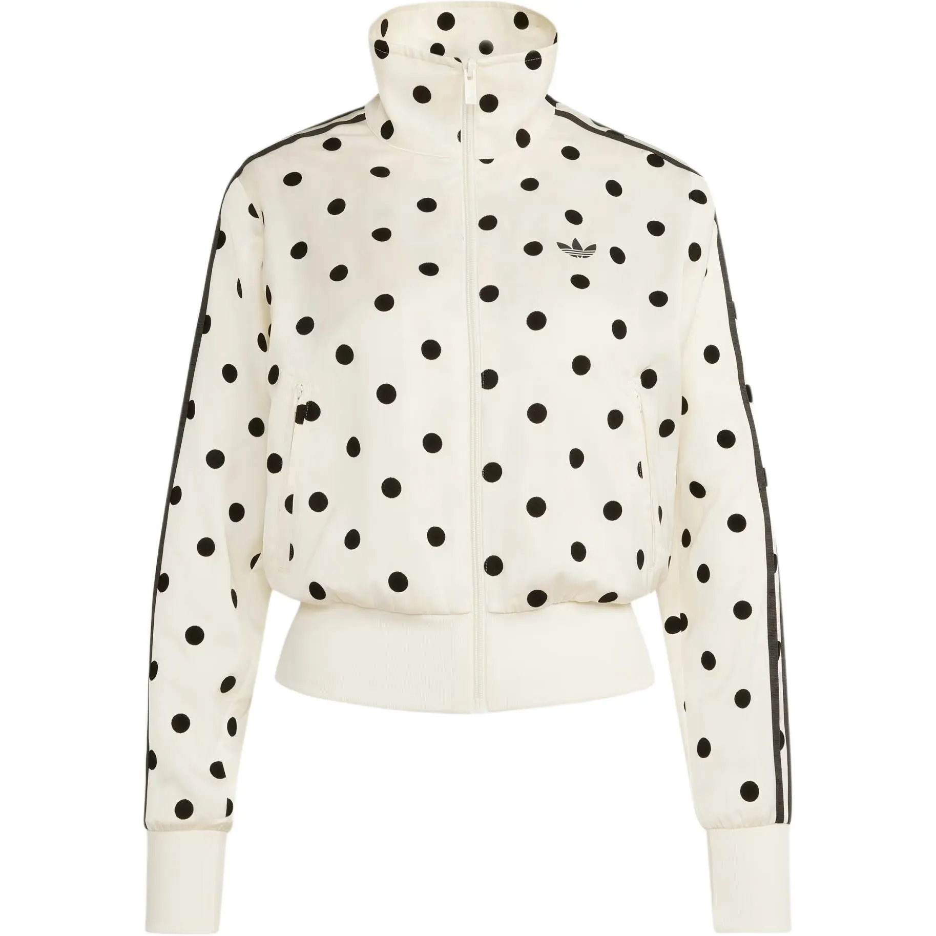 Adidas Women's Retro Polka Dot Satin Track Jacket - Lightweight Sports Outerwear with 3-Stripes, Lightweight Satin, Casual, Layering Piece, L: 14-16, M: 10-12, Outdoor Tops