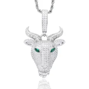 Goat Pendant UCCIYO S925 Sterling Silver Synthetic Moissanite Pendant Necklace for Women Men Hip Hop Jewelry Gift【#P758】