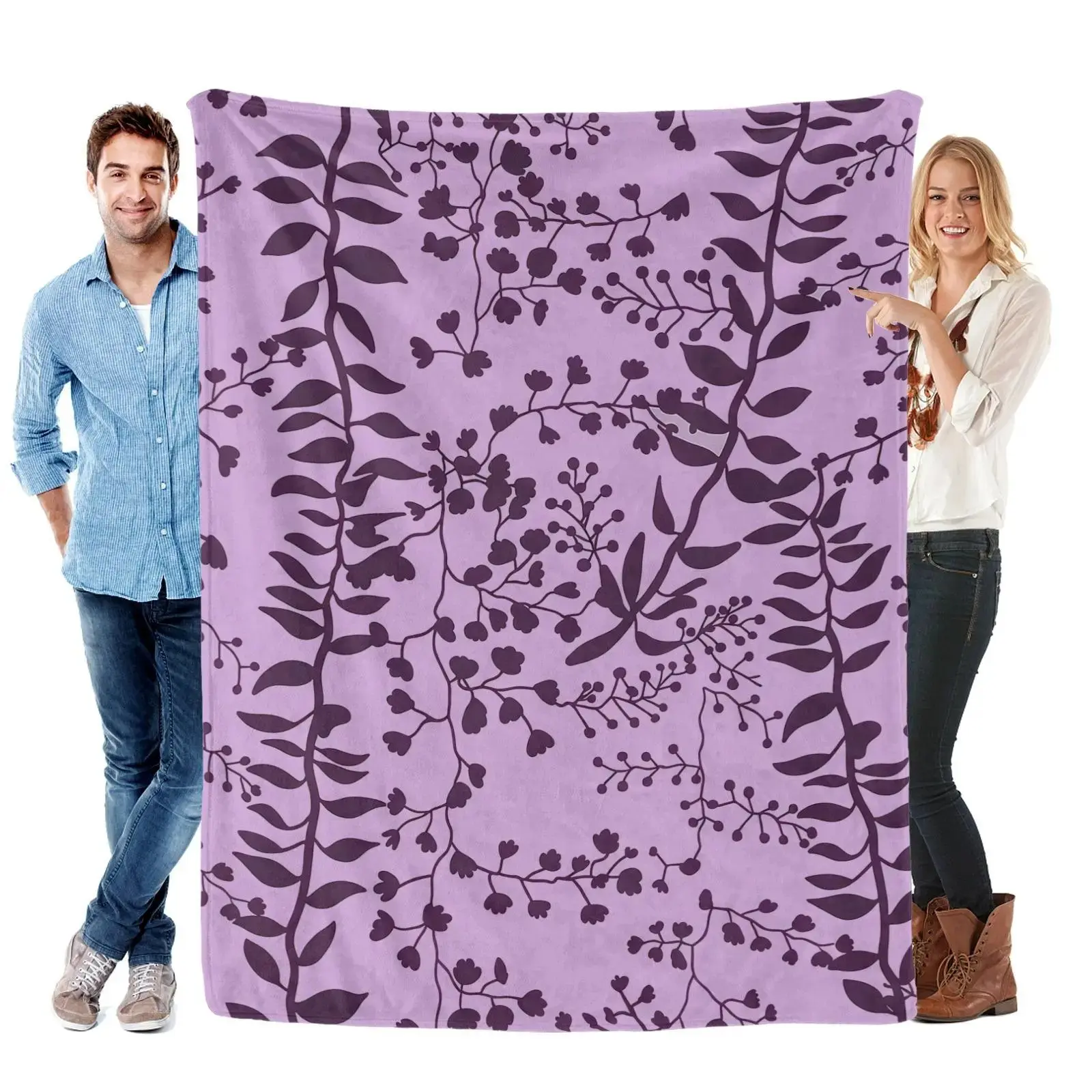 Bella Swan Lavender Freesia Flannel Throw Blanket, 80x60 in, Cozy Look with Flannel Softness, Lightweight Durable, Christmas Holiday Decor & Family Gift