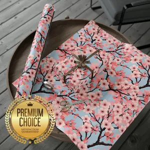 Cherry Blossom Wrapping Paper Rolls, Elegant Watercolor Gift Wrap, Springtime Pink Floral Gift Wrap, Japanese Cherry Blossom Scrapbook Paper