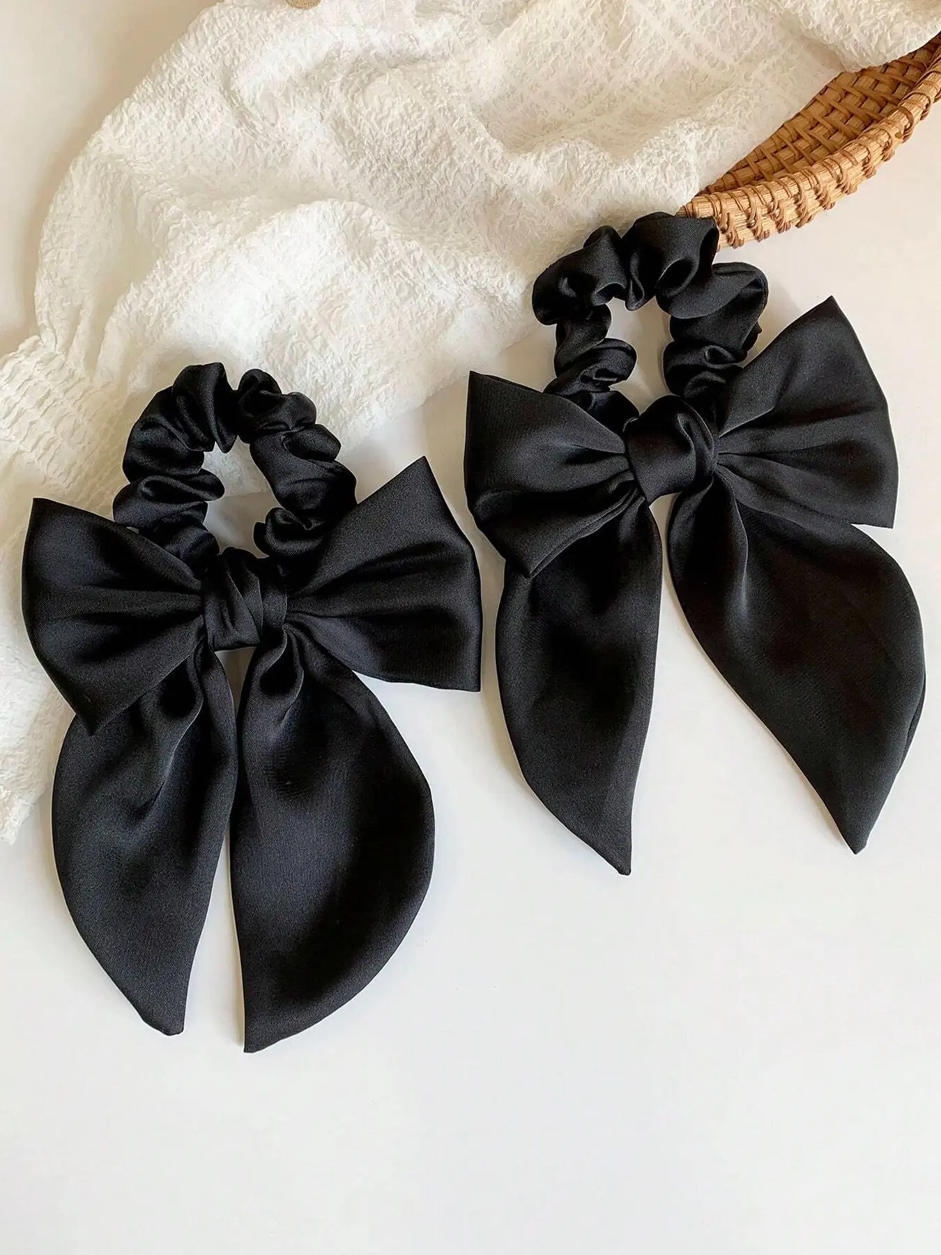 2pcs women's sweet bow headband, simple and fashionable hair accessories, Elastic Hair Accessory, ponytail tied hair, high ponytail, Ponytail Hairstyle, party, afternoon tea, campus, date, office, daily casual hair accessories Scrunchies