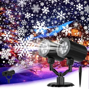 Christmas Projector Lights Outdoor, Dynamic Snowflake Projector IP65 Waterproof 360 ° Rotating LED Projection Lights for Indoor Outdoor Christmas Decoration, Holiday, Yard Decor-Dual-Head A