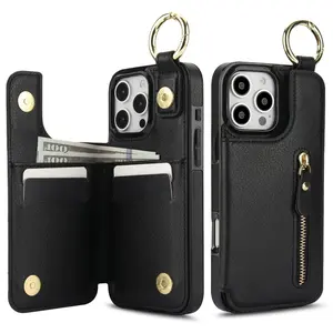Magnetic Clasp Phone Case with Card Holder, PU Leather Durable Phone Wallet Case, Shockproof Phone Protective Cover Compatible with iPhone 16 15 14 13 12 11 Pro Max, Casing, Accessories, Protective Smartphone Cover